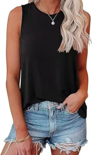 1/3 Pack Womens Fashion Tank Tops Crewneck Loose Fit Basic Casual Going Out Workout 2025 Trendy Sleeveless Shirts