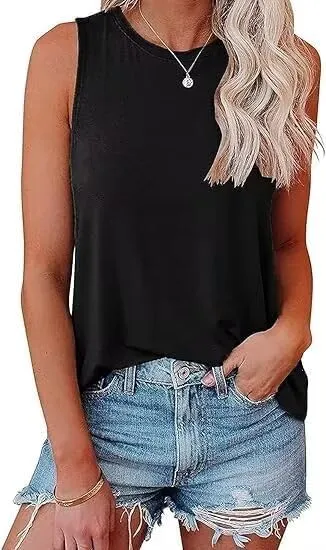 1/3 Pack Womens Fashion Tank Tops Crewneck Loose Fit Basic Casual Going Out Workout 2025 Trendy Sleeveless Shirts