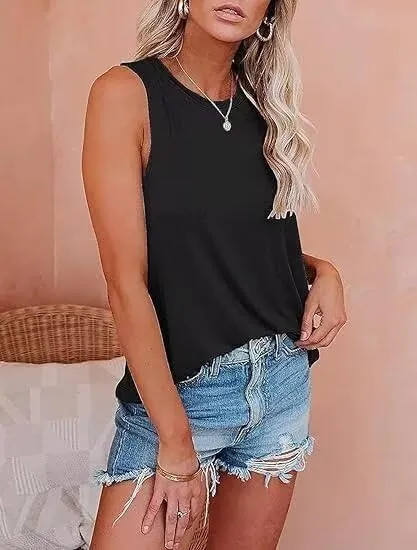 1/3 Pack Womens Fashion Tank Tops Crewneck Loose Fit Basic Casual Going Out Workout 2025 Trendy Sleeveless Shirts