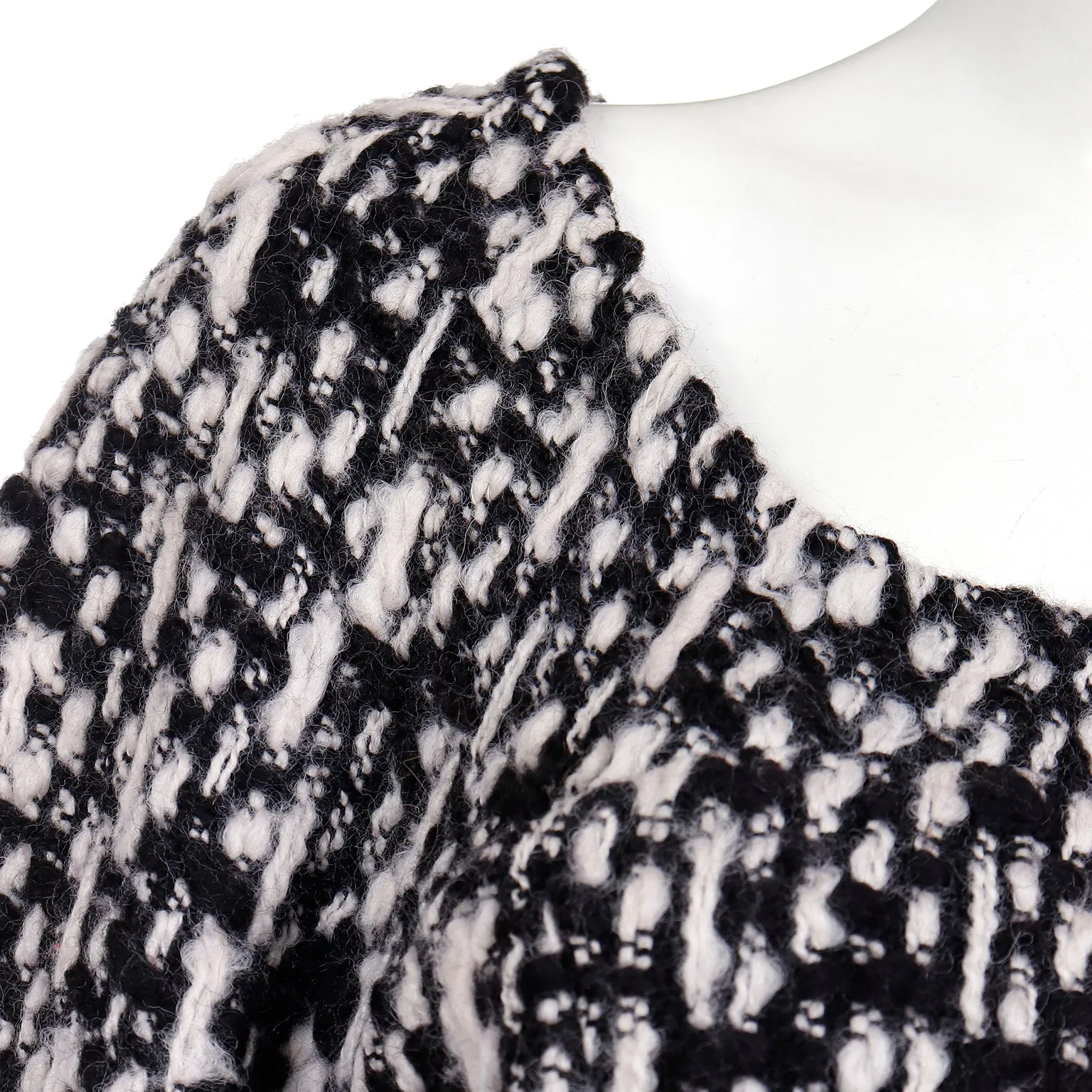 2011 Yves Saint Laurent Black and White Wool Tweed Runway Sweater