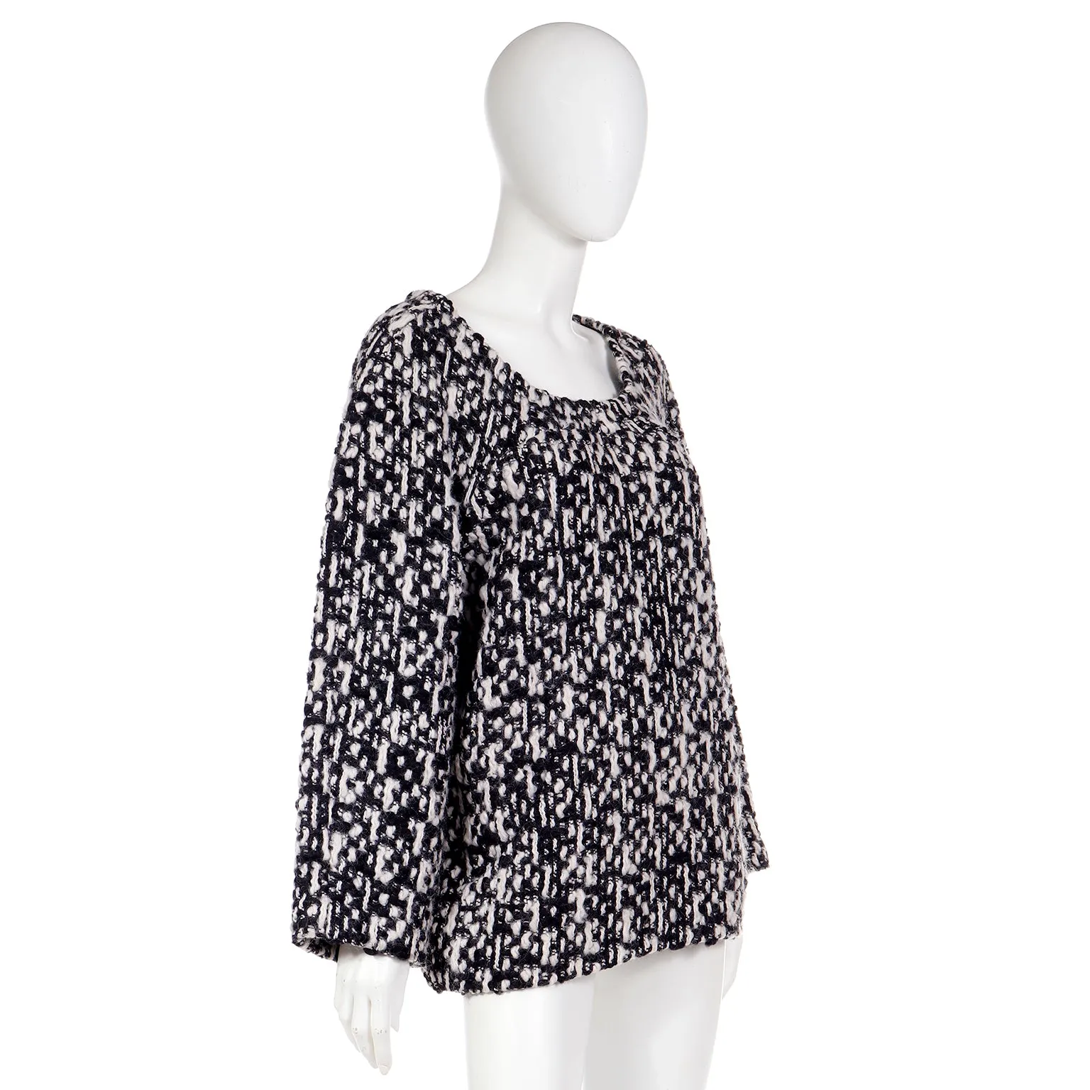 2011 Yves Saint Laurent Black and White Wool Tweed Runway Sweater
