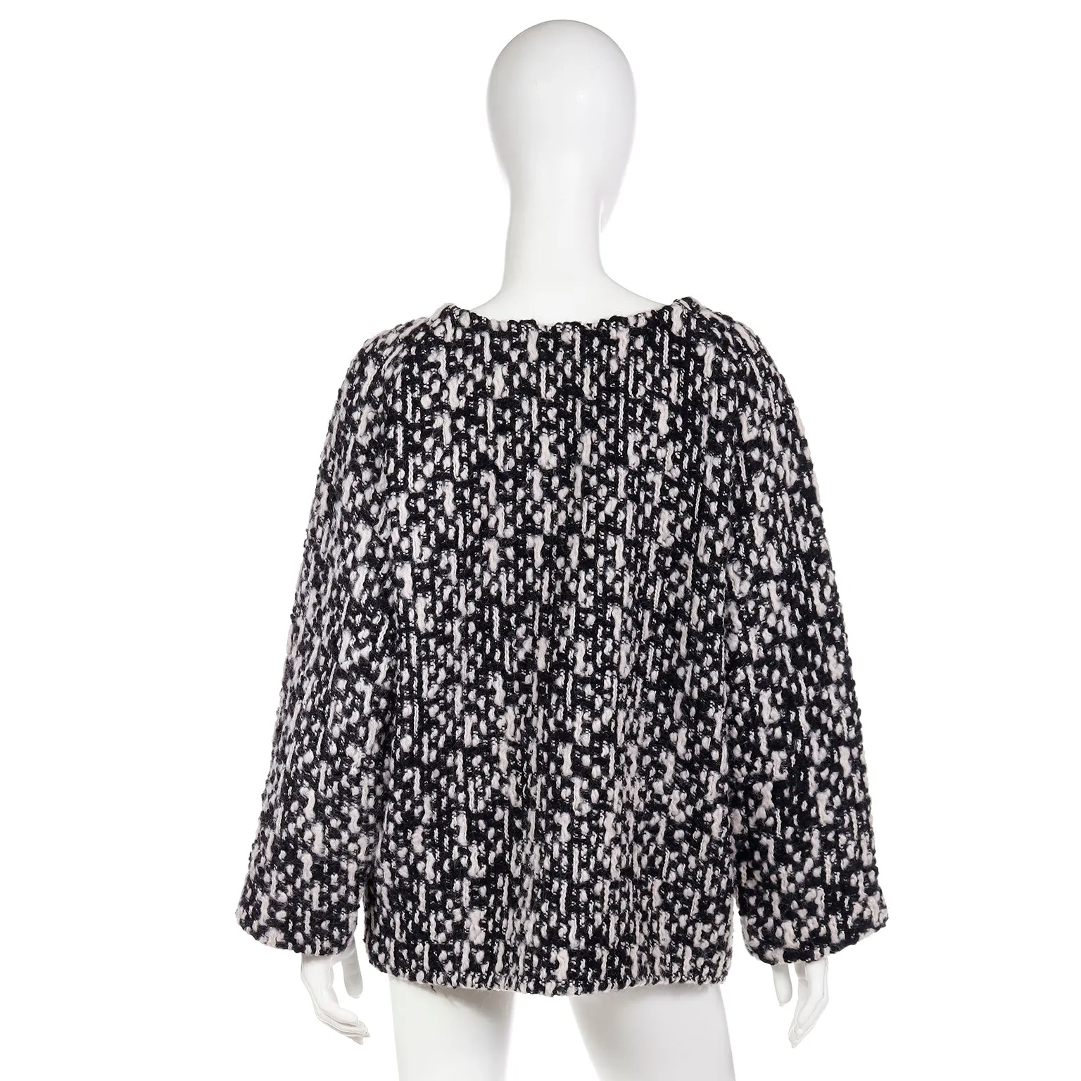 2011 Yves Saint Laurent Black and White Wool Tweed Runway Sweater
