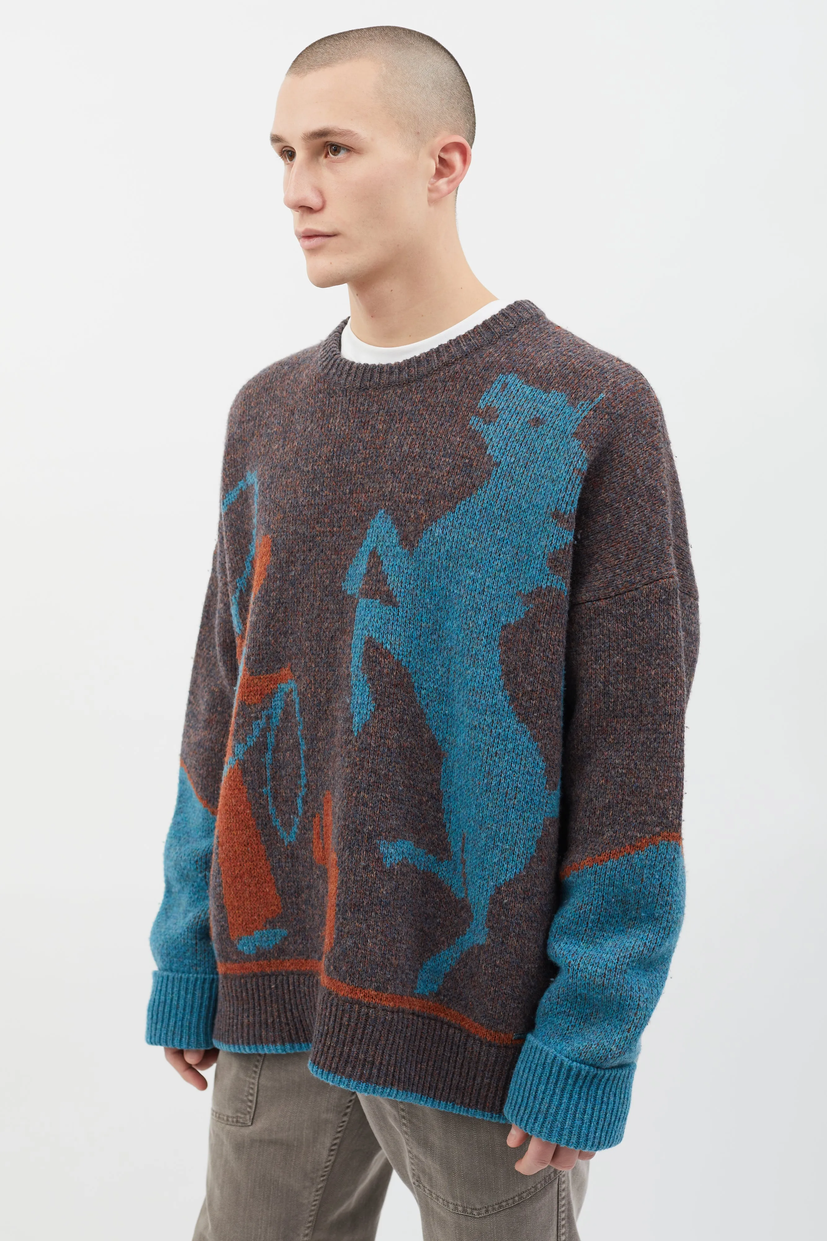 2018 Brown & Multi Cowboy Knit Sweater