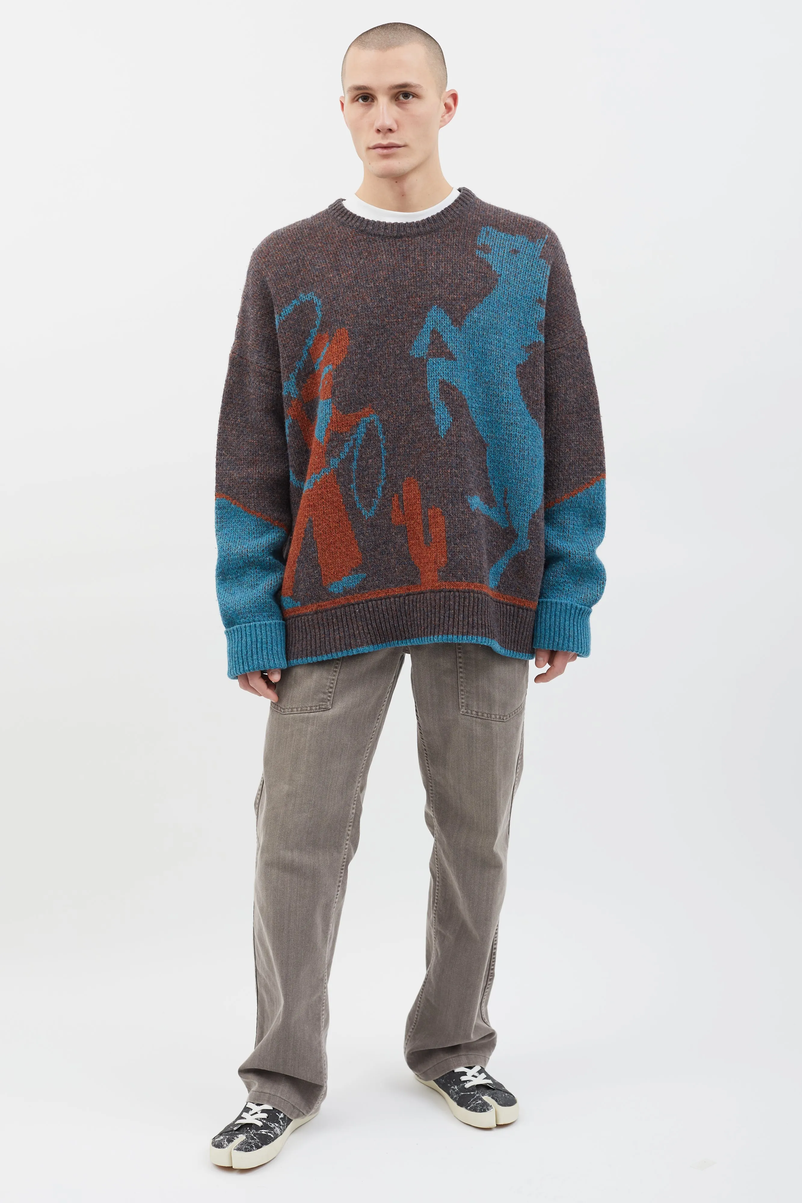 2018 Brown & Multi Cowboy Knit Sweater