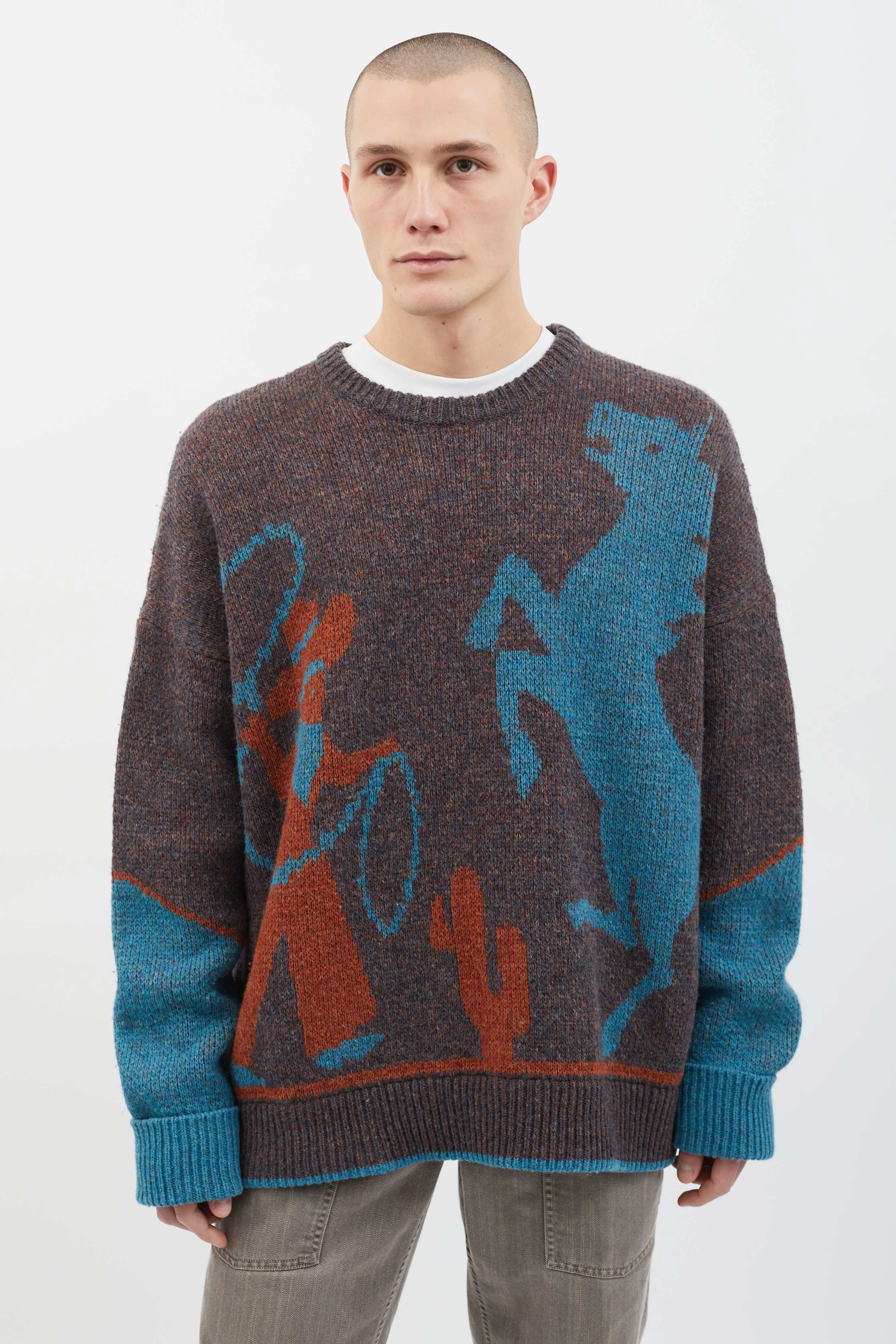 2018 Brown & Multi Cowboy Knit Sweater