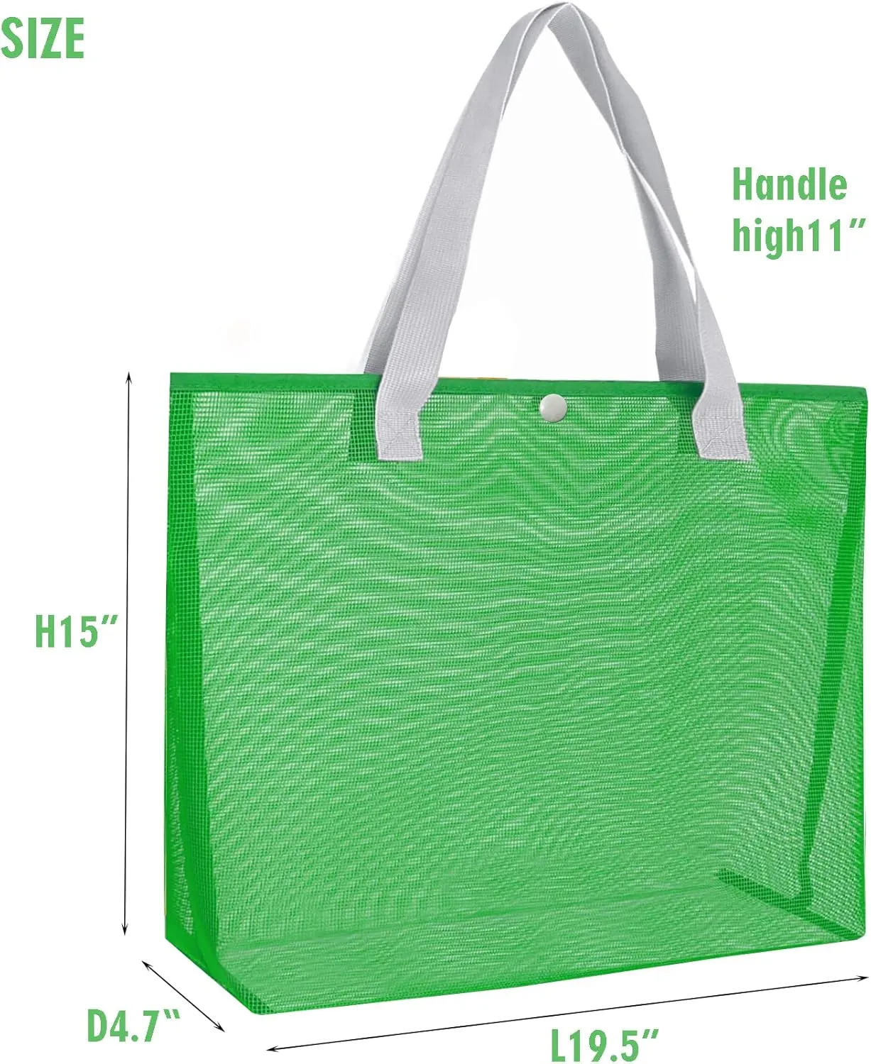 2Pack Large lightweight Simple Mesh Beach Tote Bag With snap Button Reusable Pool Bag for Outdoor Travel Shopping Gym