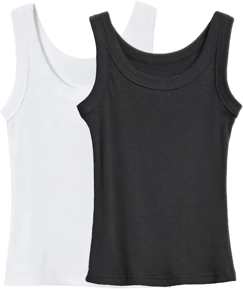 2PC Womens Tank Tops Crop Camisole Summer Fashion Sleeveless Ribbed Workout Basic Going Out Gym Spring Clothes 2025