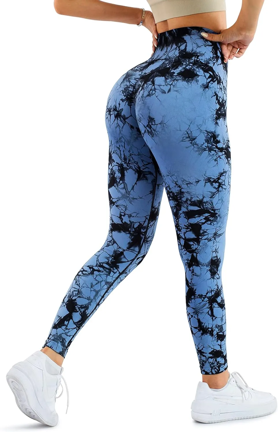 A AGROSTE Women Seamless Workout Leggings with Pockets Scrunch Butt Lifting Gym Leggings High Waisted Yoga Pants