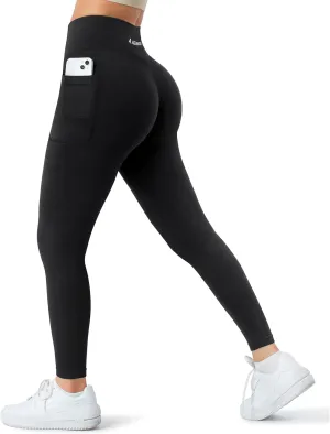 A AGROSTE Women Seamless Workout Leggings with Pockets Scrunch Butt Lifting Gym Leggings High Waisted Yoga Pants