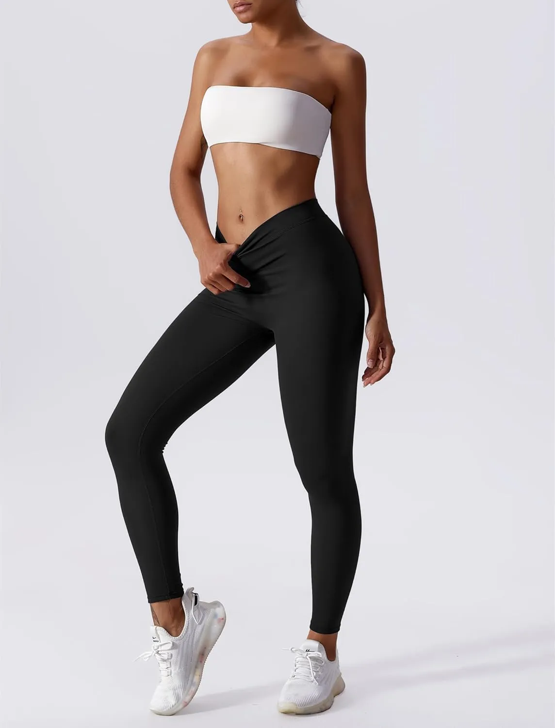 ABOCIW V Back Leggings for Women Buttery Soft Scrunch Butt Lifting Gym Workout Leggings High Waist Yoga Pants