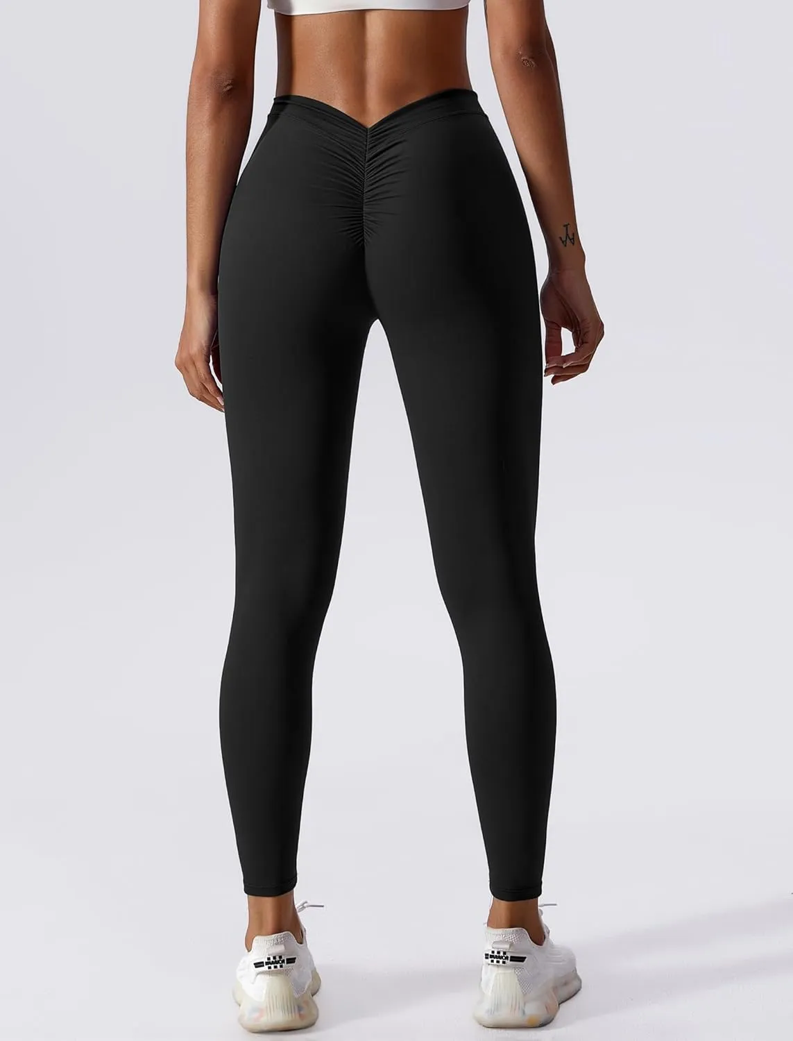 ABOCIW V Back Leggings for Women Buttery Soft Scrunch Butt Lifting Gym Workout Leggings High Waist Yoga Pants