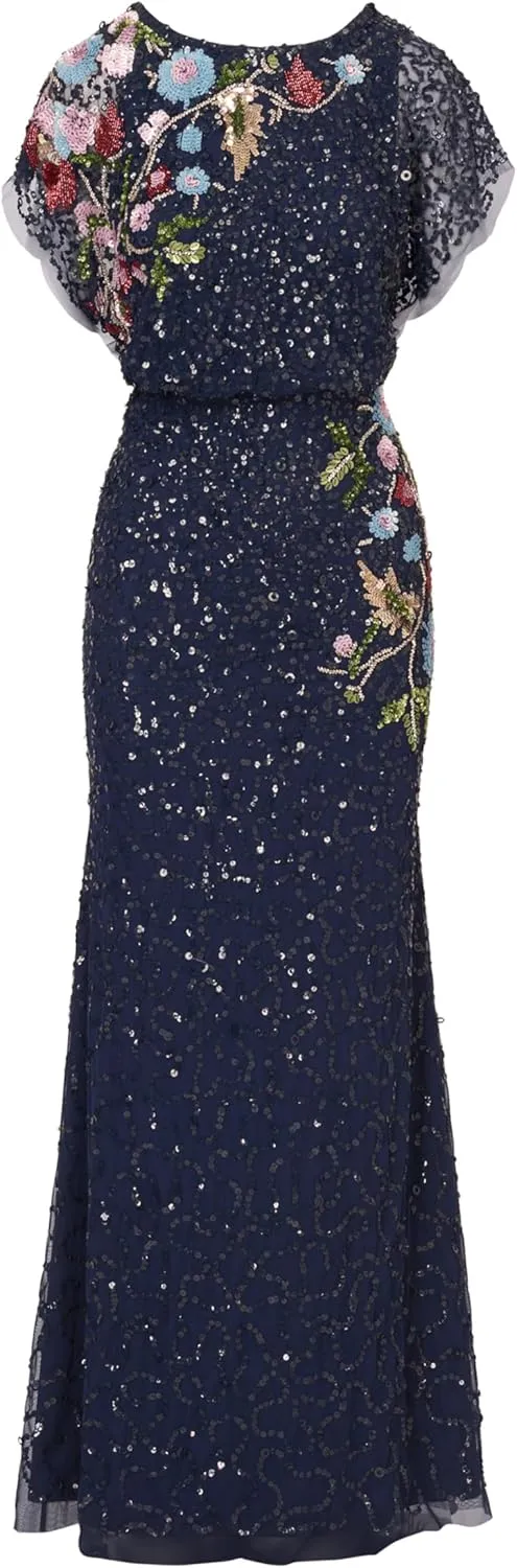 Adrianna Papell Women's Beaded Mermaid Long Dress
