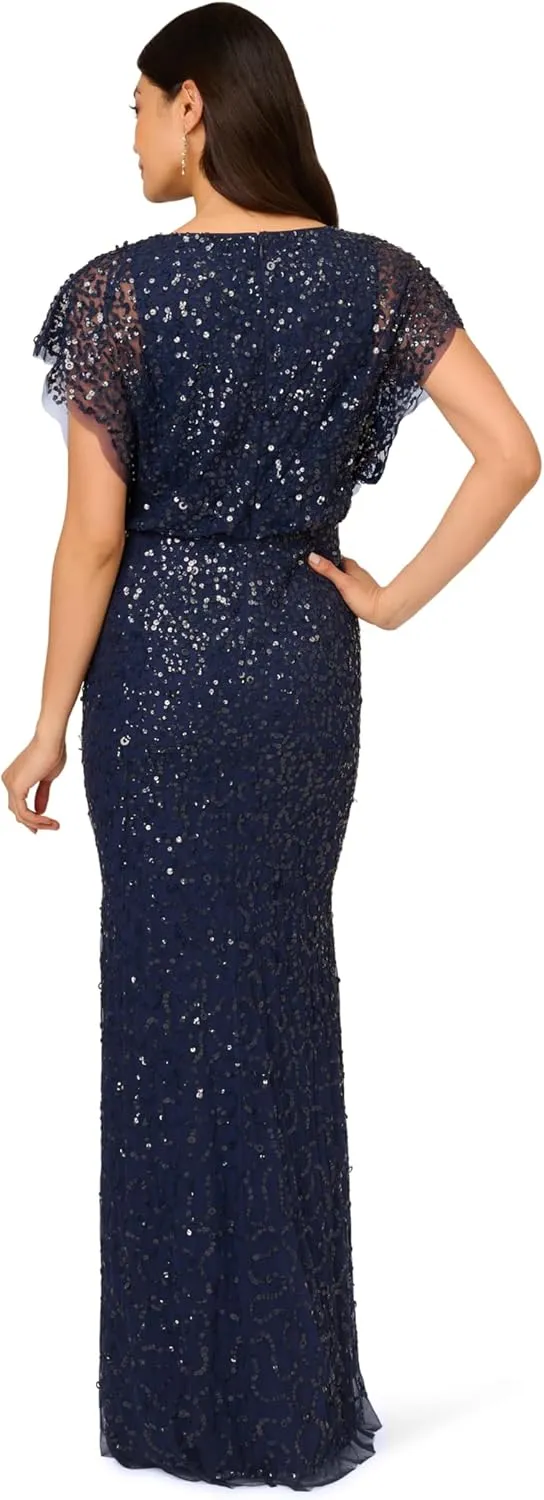 Adrianna Papell Women's Beaded Mermaid Long Dress