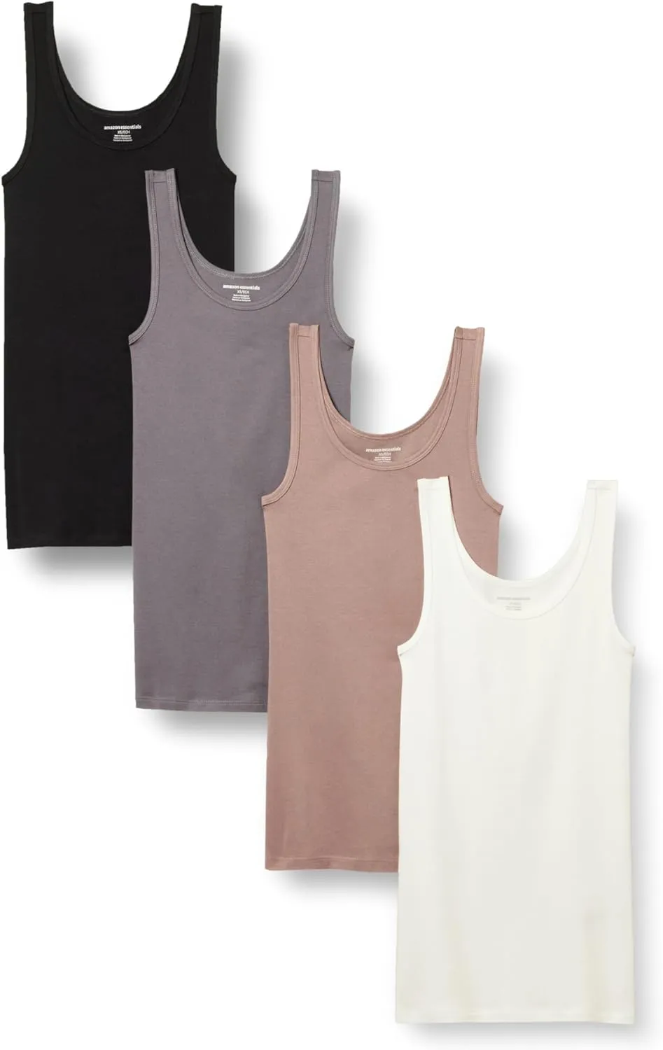 Amazon Essentials Women's Slim-Fit Tank, Pack of 4