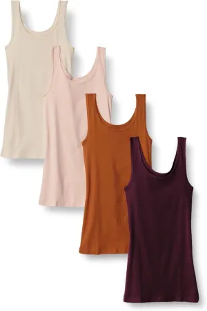 Amazon Essentials Women's Slim-Fit Tank, Pack of 4