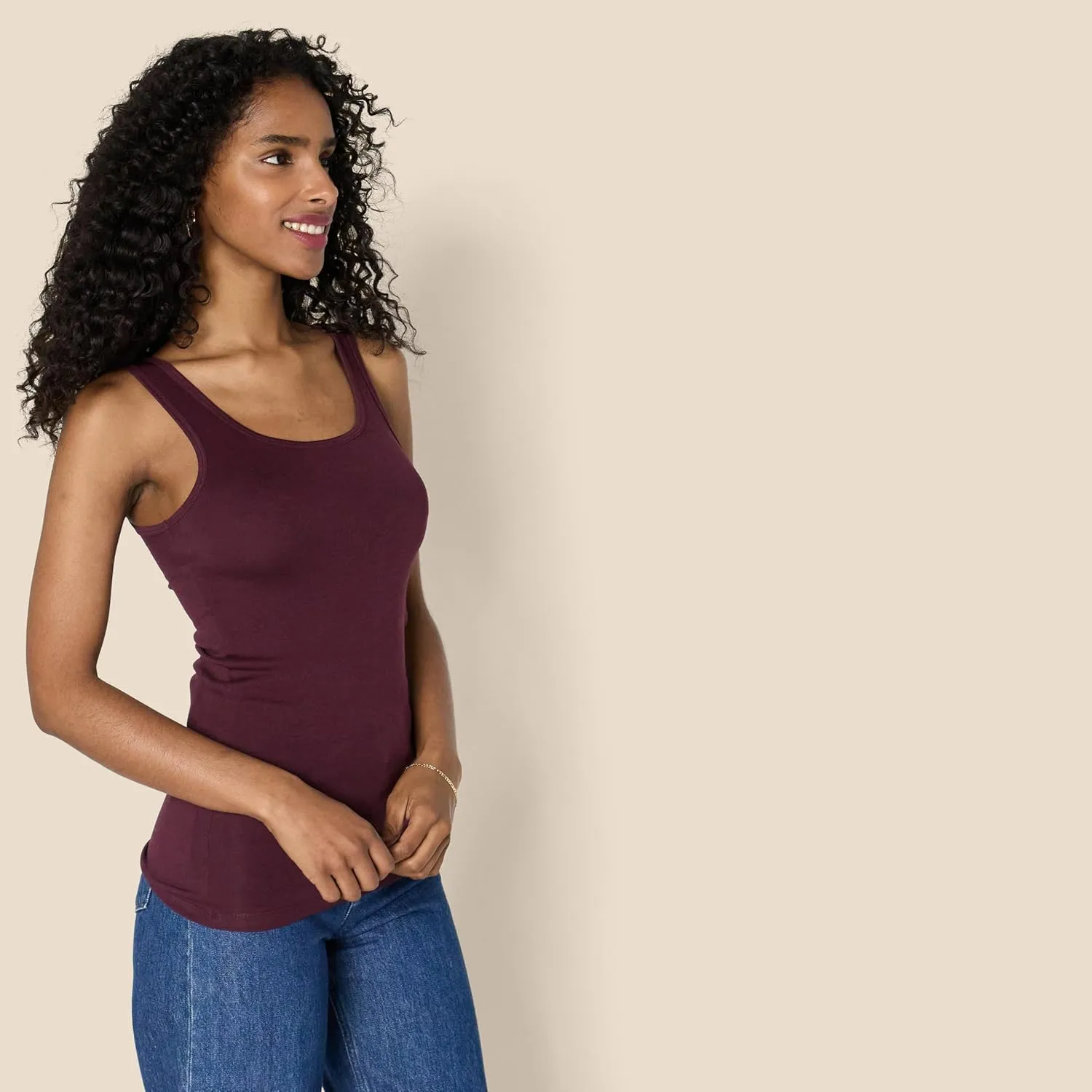Amazon Essentials Women's Slim-Fit Tank, Pack of 4