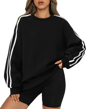 Amkoyam Womens Oversized Sweatshirts 2024 Casual Fall Crew Neck Color Block Long Sleeve Loose Pullover Top Y2K Clothes