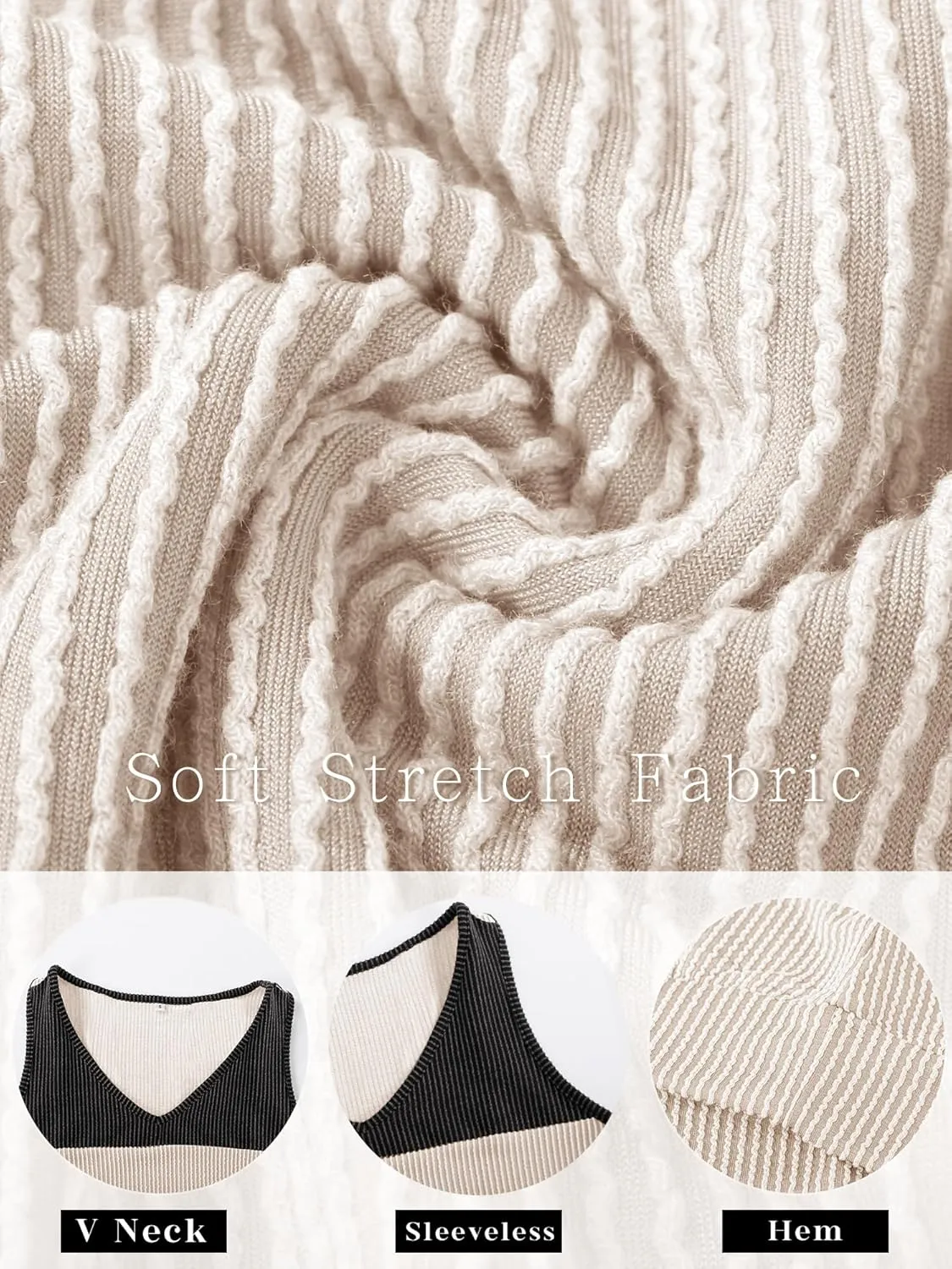 Anbech Women's Sleeveless Tshirts V Neck Summer Tank Tops Color Block Loose Cami Shirt