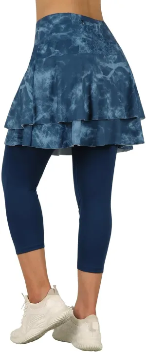ANIVIVO Skirted Leggings for Women Capri, Athletic Tennis Skirt with Leggings Golf Pickleball Clothes with Pockets