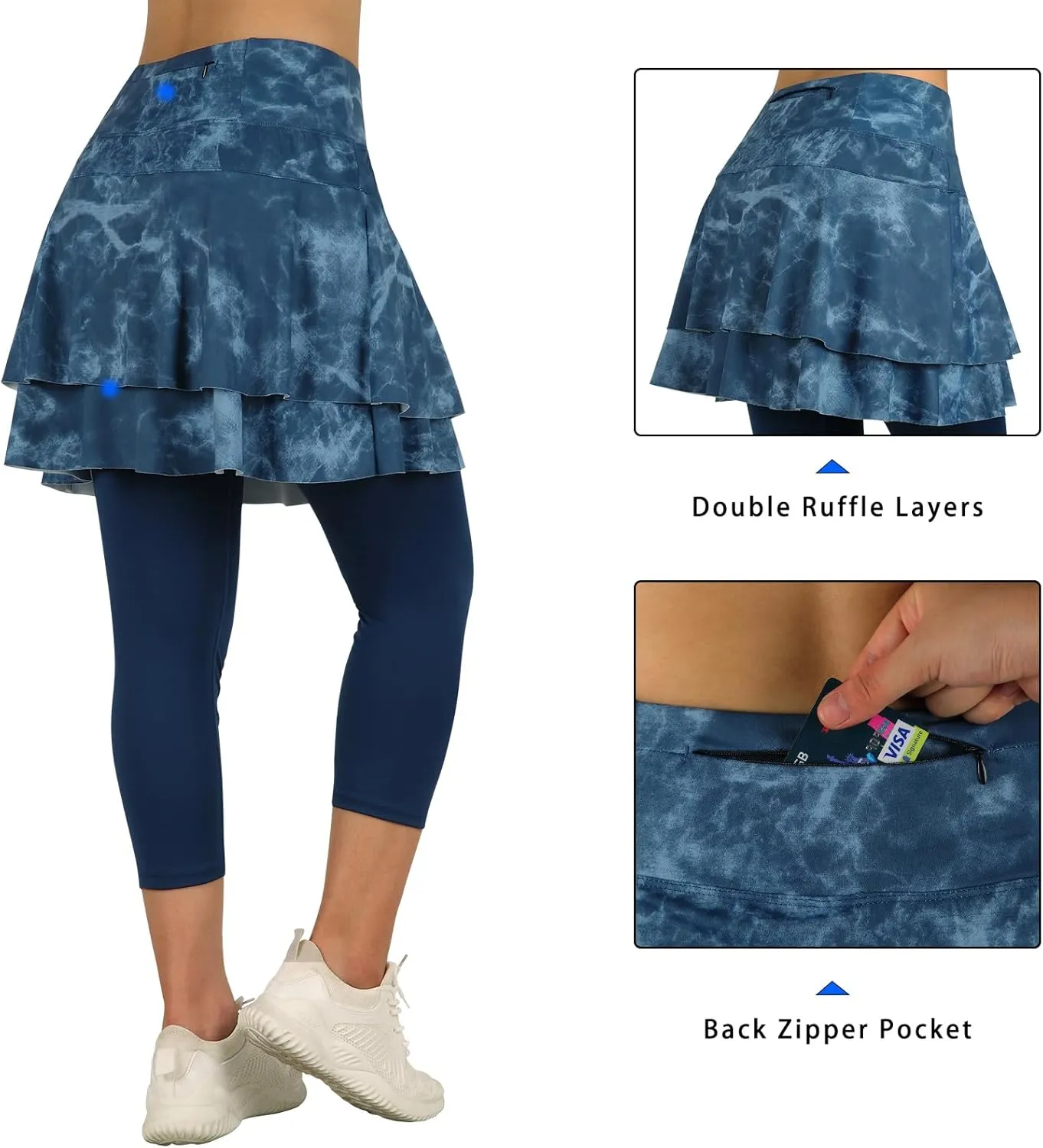 ANIVIVO Skirted Leggings for Women Capri, Athletic Tennis Skirt with Leggings Golf Pickleball Clothes with Pockets