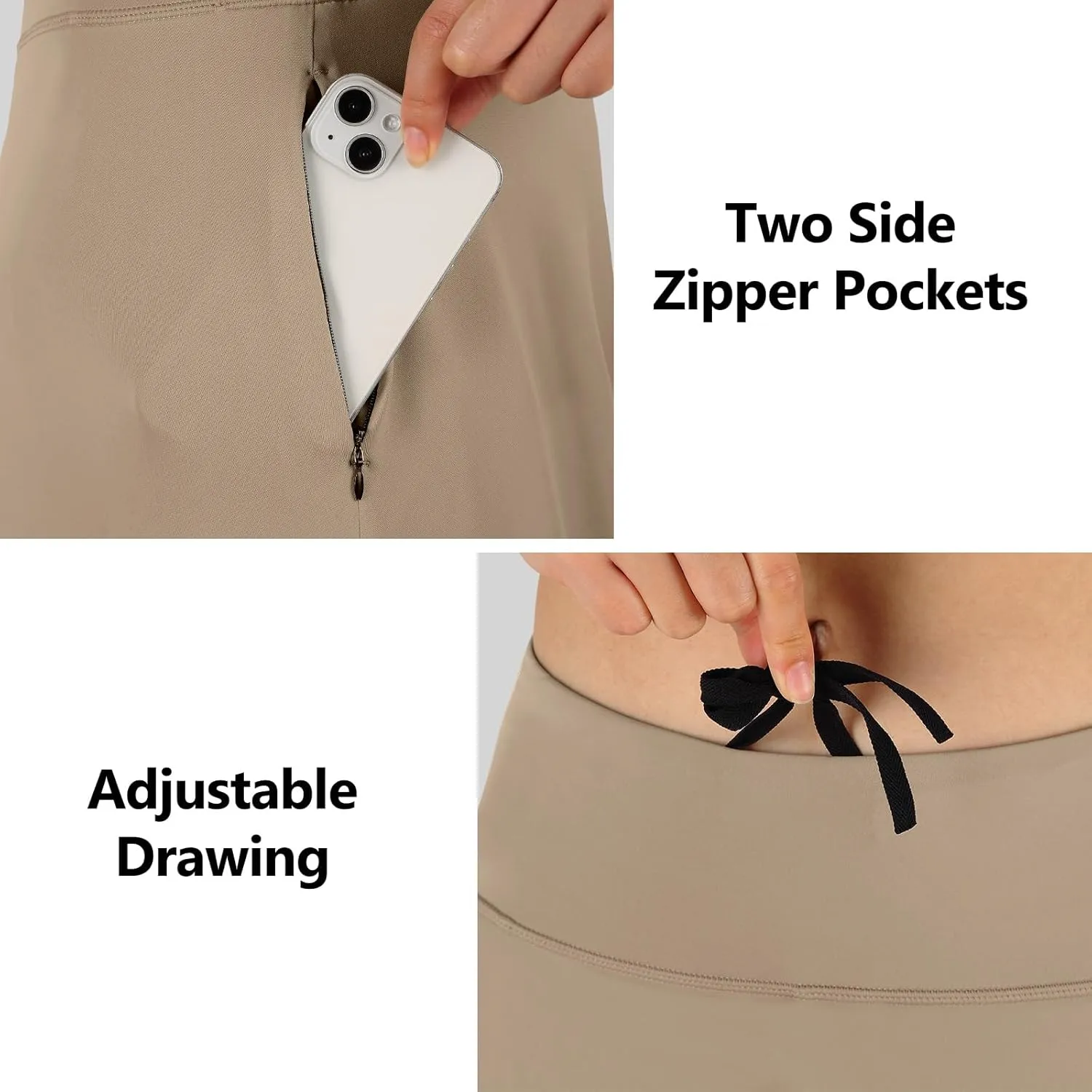 ANIVIVO Women Long Knee Length Skirt with Capris Leggings,Skirted Leggings with High Waisted Zipper Pockets