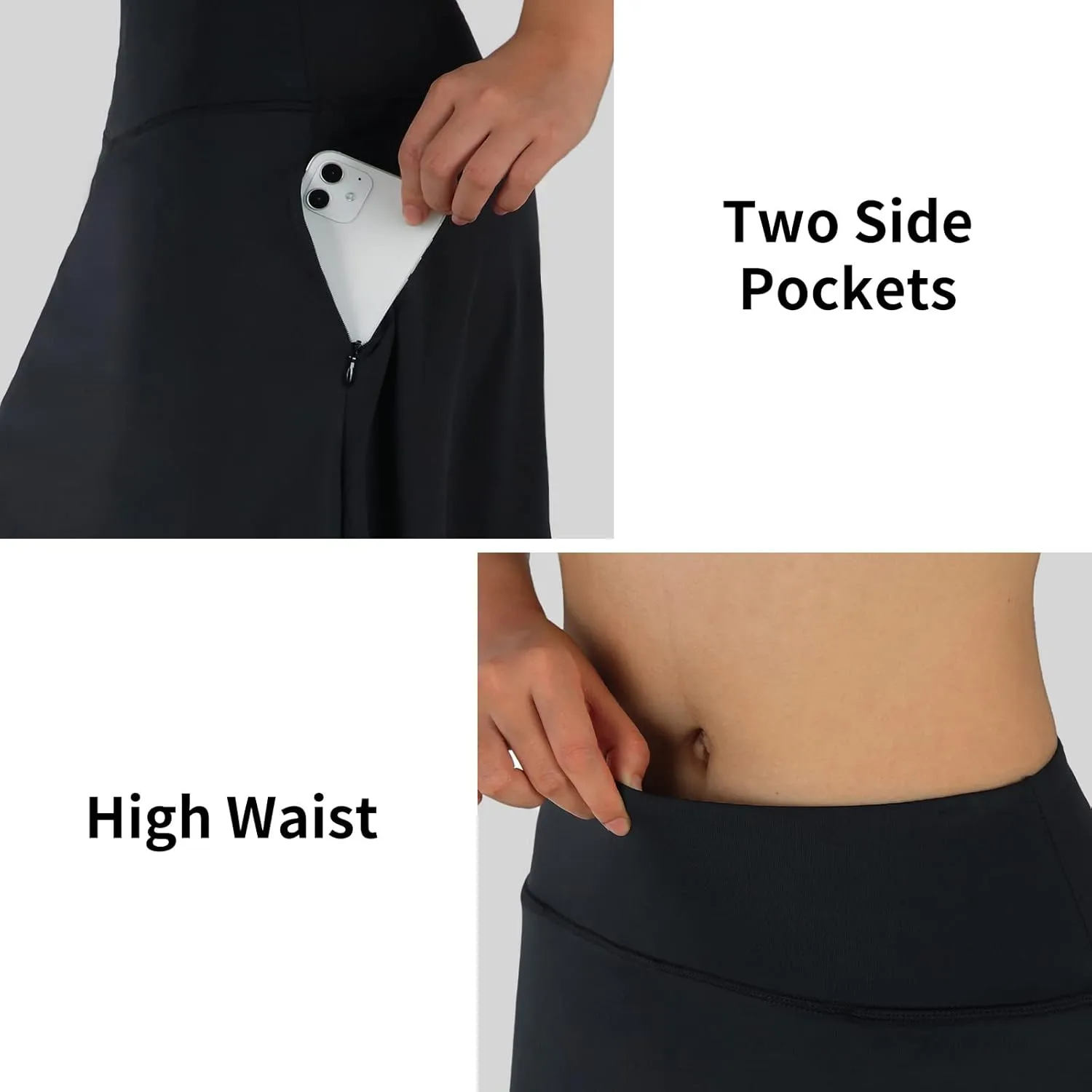 ANIVIVO Women Long Knee Length Skirt with Capris Leggings,Skirted Leggings with High Waisted Zipper Pockets