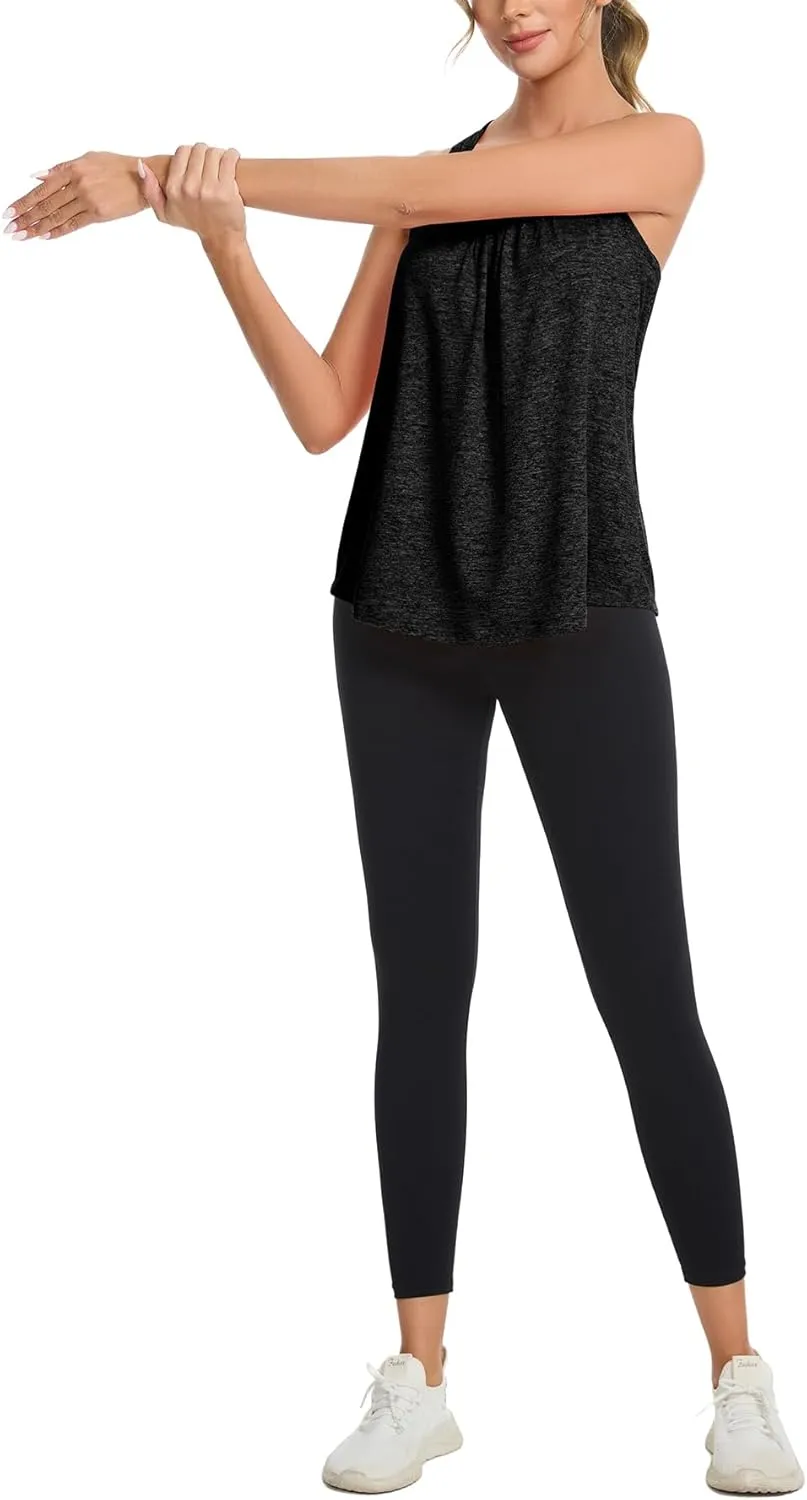 ANYFITTING Built in Bra Tank Tops for Women Workout Loose Fit Yoga Camisoles