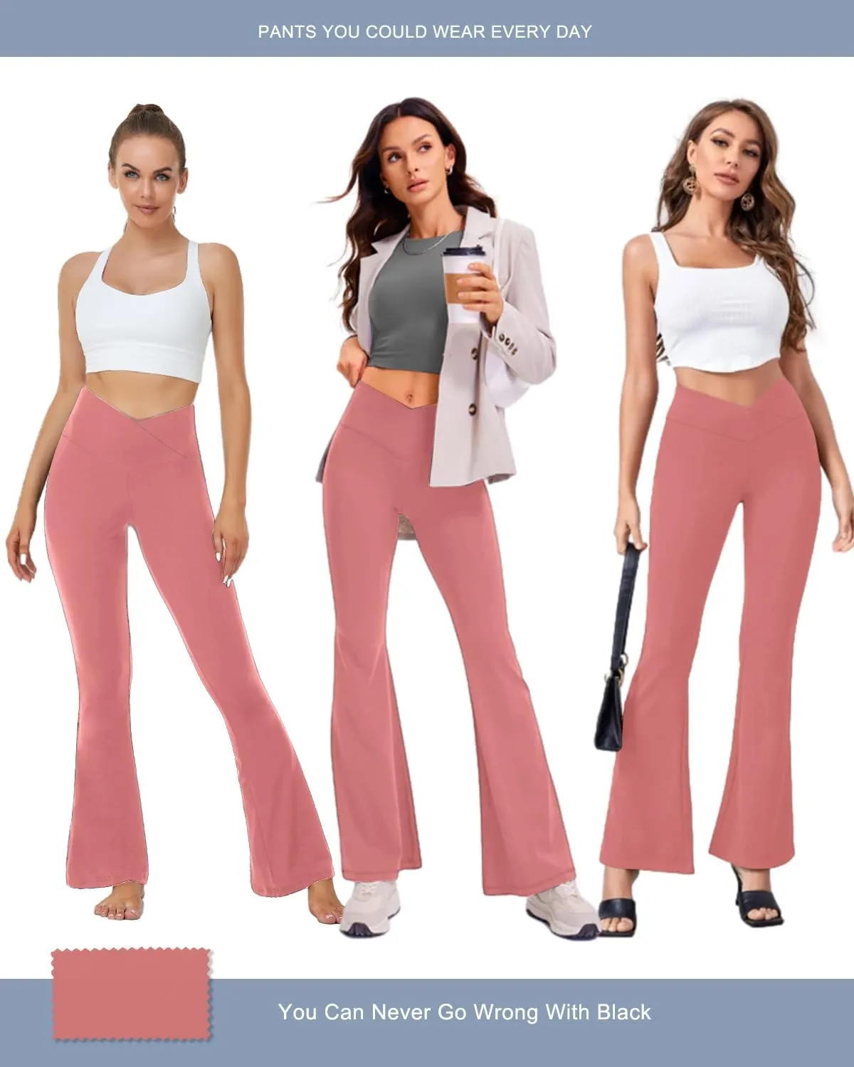 Aoliks Crossover Flare Leggings for Women,High Waisted Bootcut Yoga Pants Workout Bell Bottom Leggings
