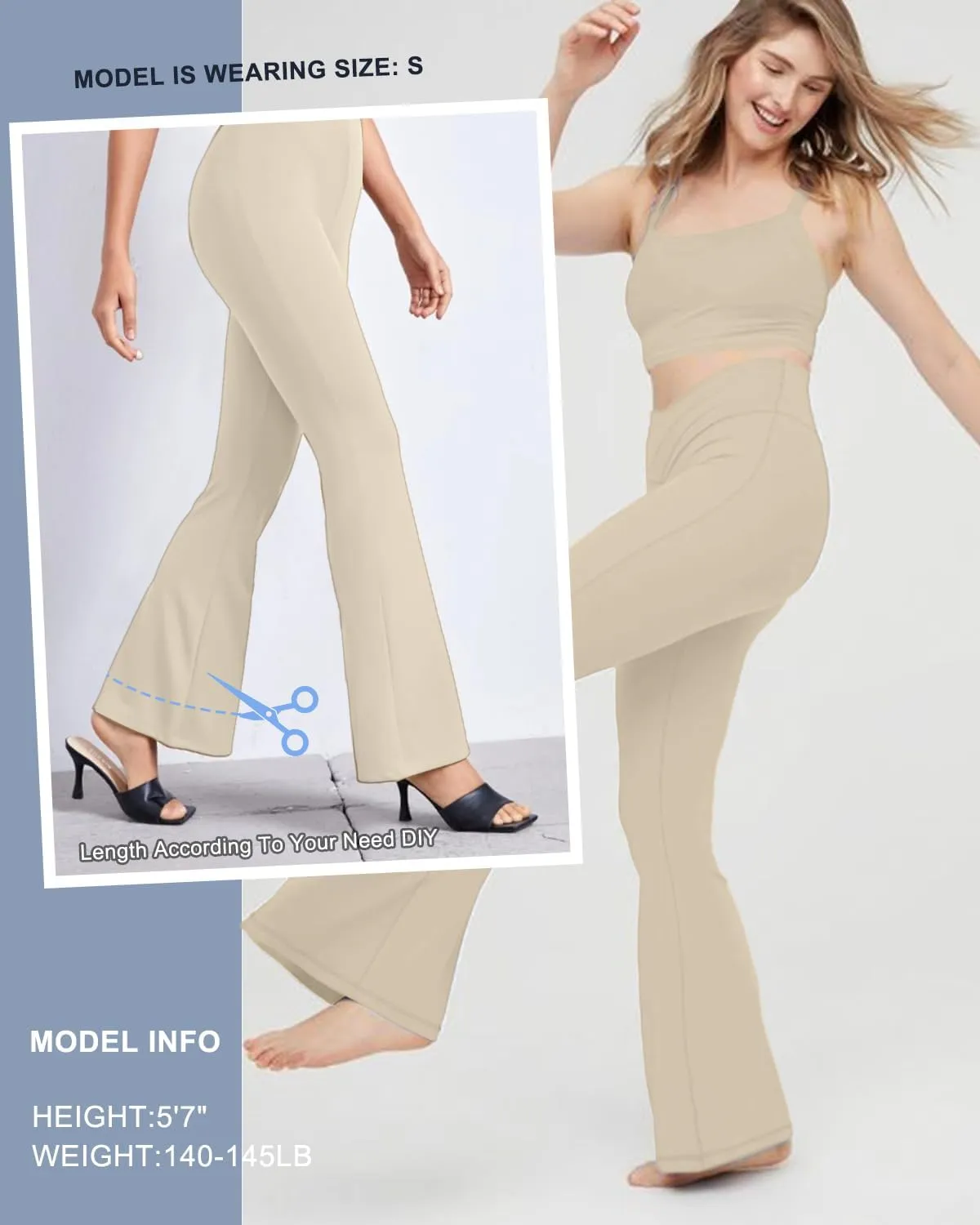 Aoliks Crossover Flare Leggings for Women,High Waisted Bootcut Yoga Pants Workout Bell Bottom Leggings