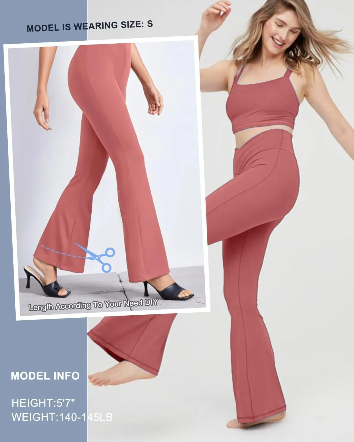 Aoliks Crossover Flare Leggings for Women,High Waisted Bootcut Yoga Pants Workout Bell Bottom Leggings