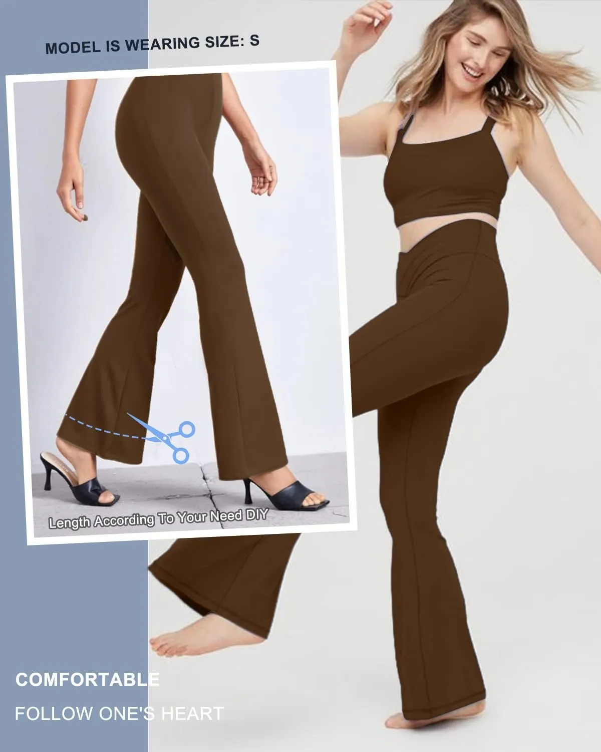 Aoliks Crossover Flare Leggings for Women,High Waisted Bootcut Yoga Pants Workout Bell Bottom Leggings