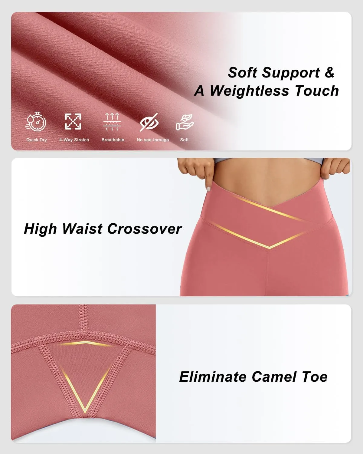 Aoliks Crossover Flare Leggings for Women,High Waisted Bootcut Yoga Pants Workout Bell Bottom Leggings