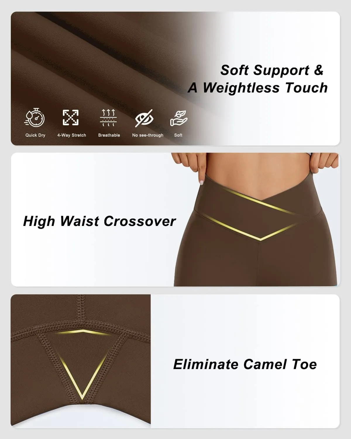 Aoliks Crossover Flare Leggings for Women,High Waisted Bootcut Yoga Pants Workout Bell Bottom Leggings