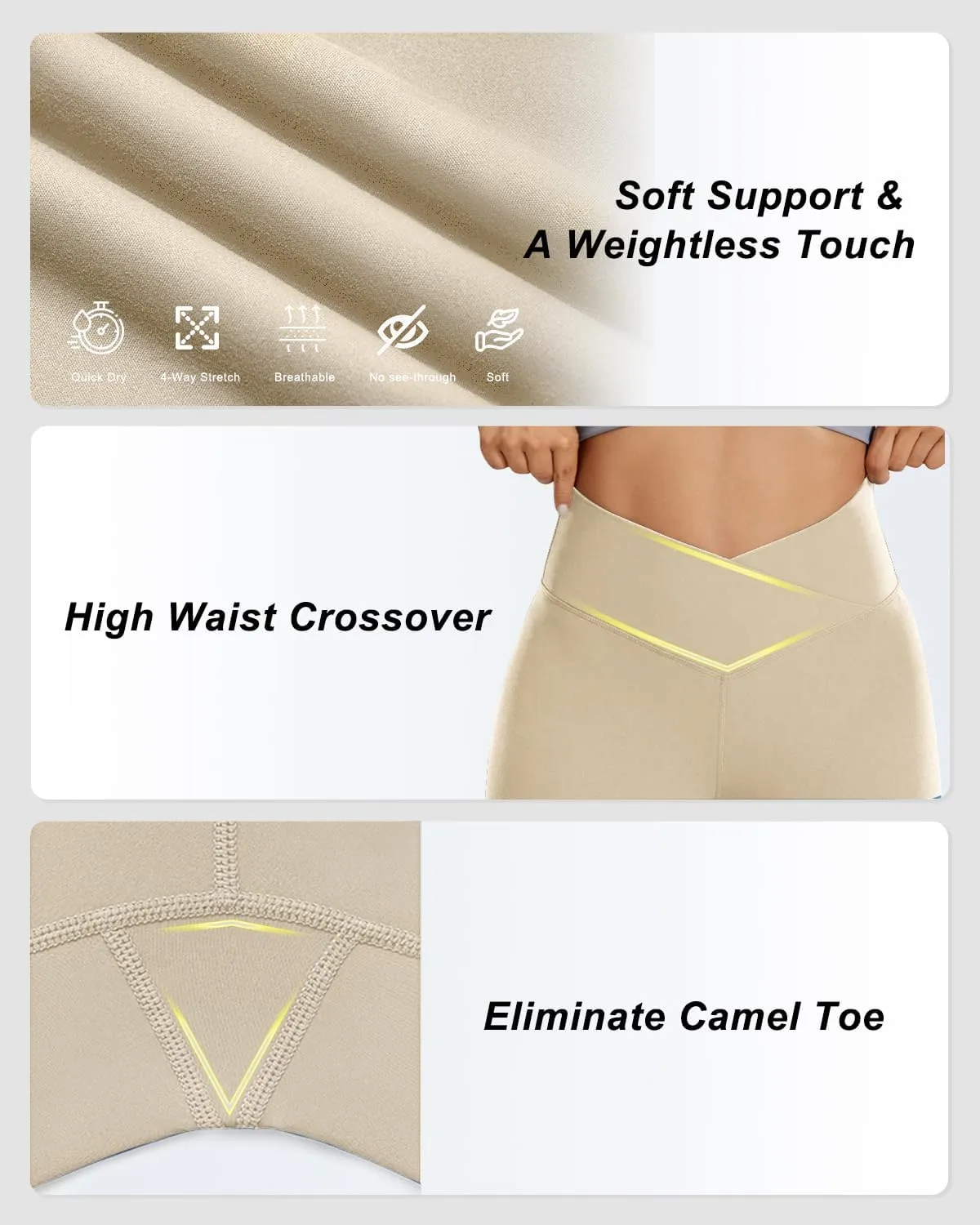 Aoliks Crossover Flare Leggings for Women,High Waisted Bootcut Yoga Pants Workout Bell Bottom Leggings