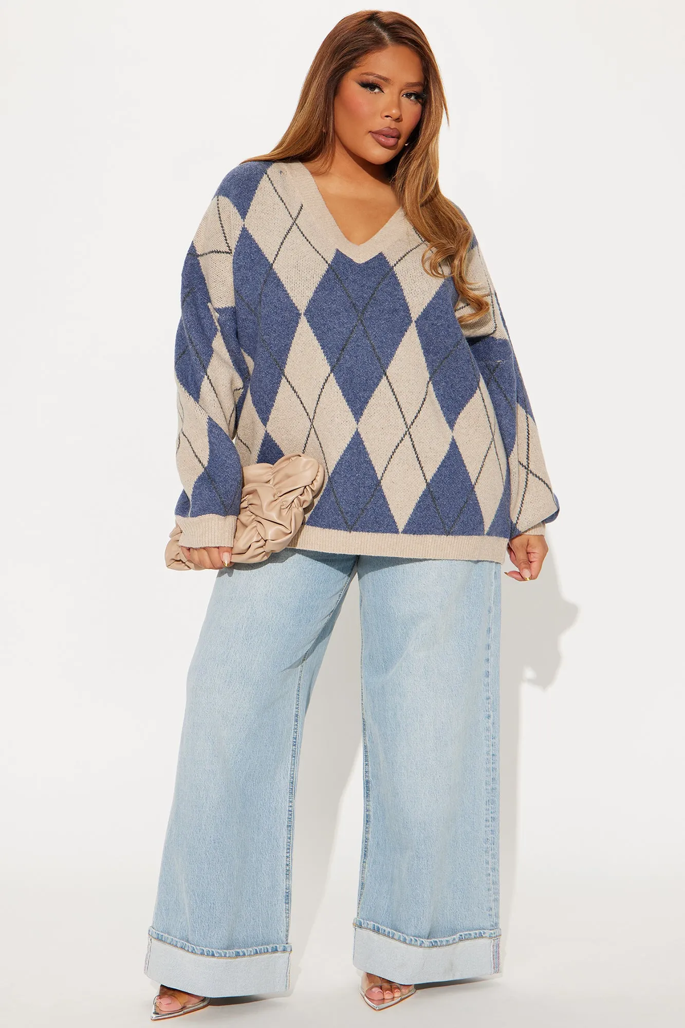 Aulina Argyle Sweater - Tan