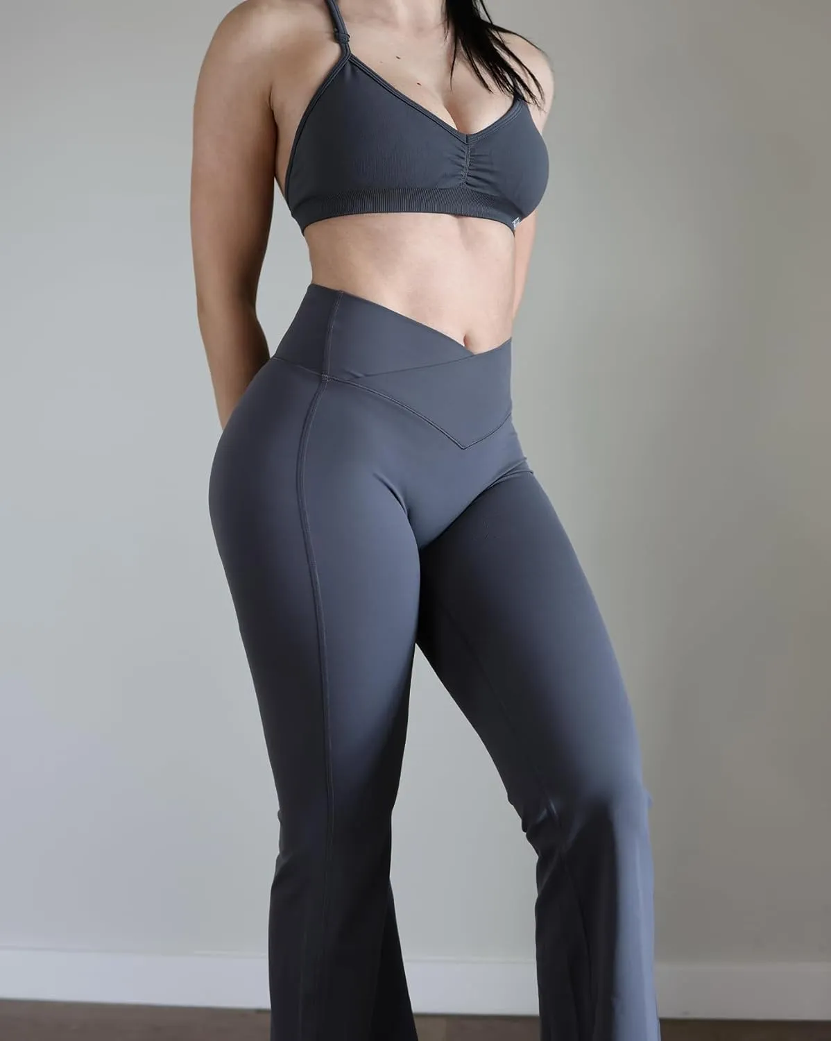 AUROLA Fire Flare Leggings for Women, Crossover High Waisted Yoga Pants Tummy Control Wide Leg Bootcut Leggings