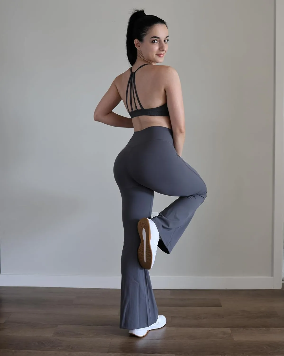 AUROLA Fire Flare Leggings for Women, Crossover High Waisted Yoga Pants Tummy Control Wide Leg Bootcut Leggings
