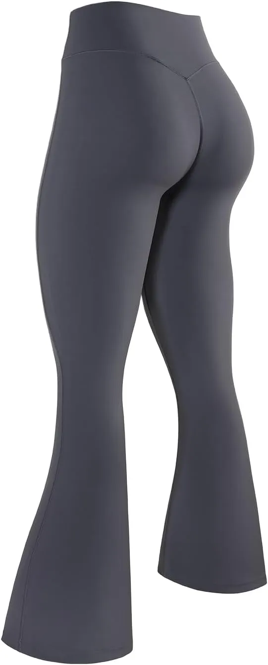 AUROLA Fire Flare Leggings for Women, Crossover High Waisted Yoga Pants Tummy Control Wide Leg Bootcut Leggings