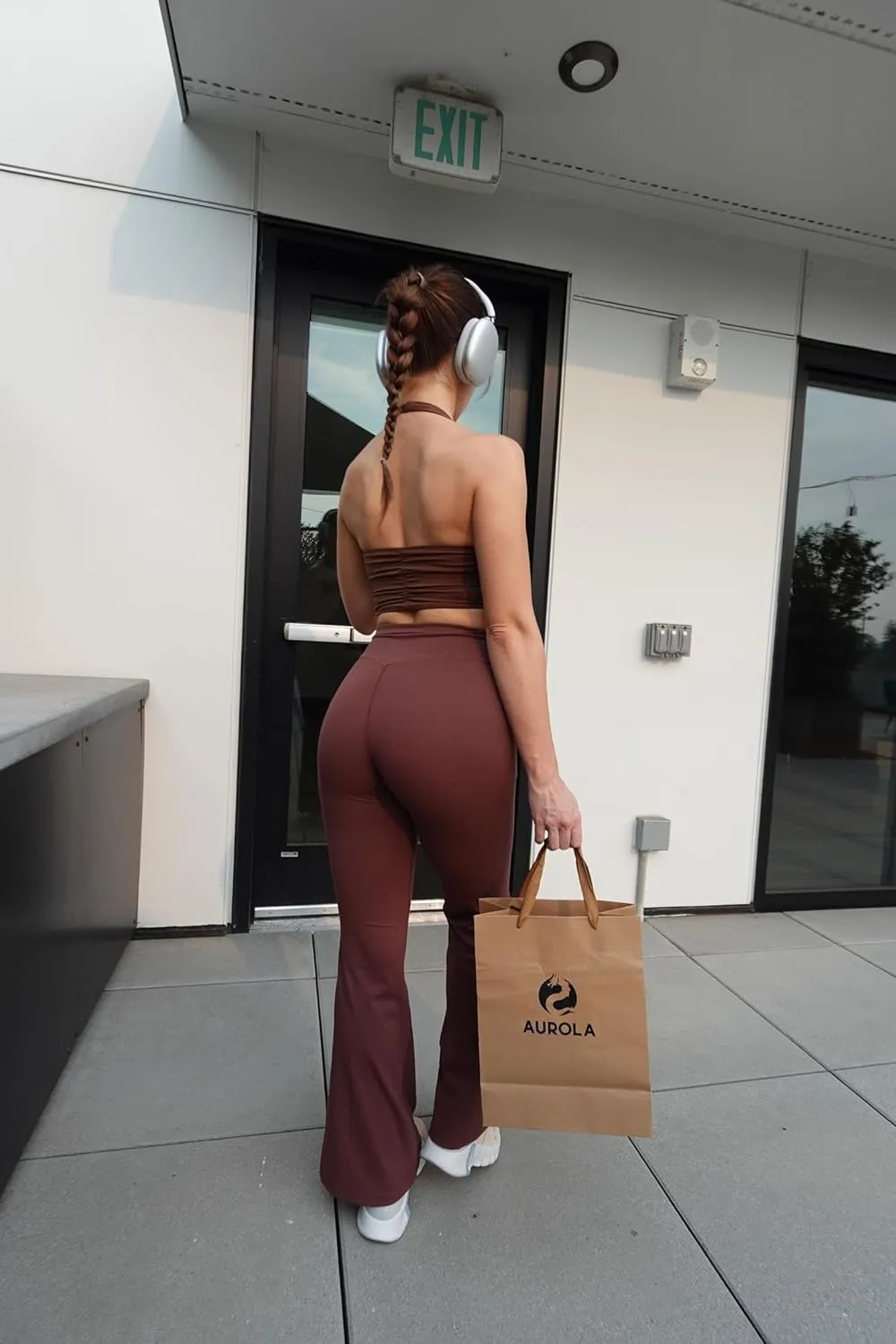 AUROLA Fire Flare Leggings for Women, Crossover High Waisted Yoga Pants Tummy Control Wide Leg Bootcut Leggings