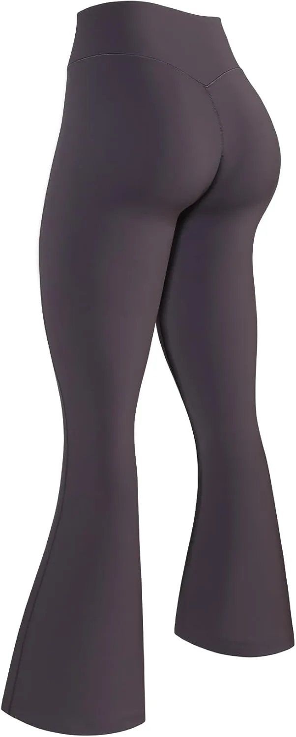 AUROLA Fire Flare Leggings for Women, Crossover High Waisted Yoga Pants Tummy Control Wide Leg Bootcut Leggings
