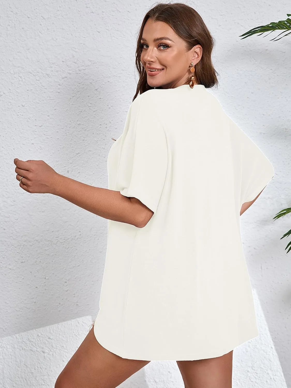 AusLook Women's Plus Size Lightweight Open Front Cardigan 3/4 Sleeve Cover Ups Shrugs Shawls and Wraps Kimono Jacket Coat