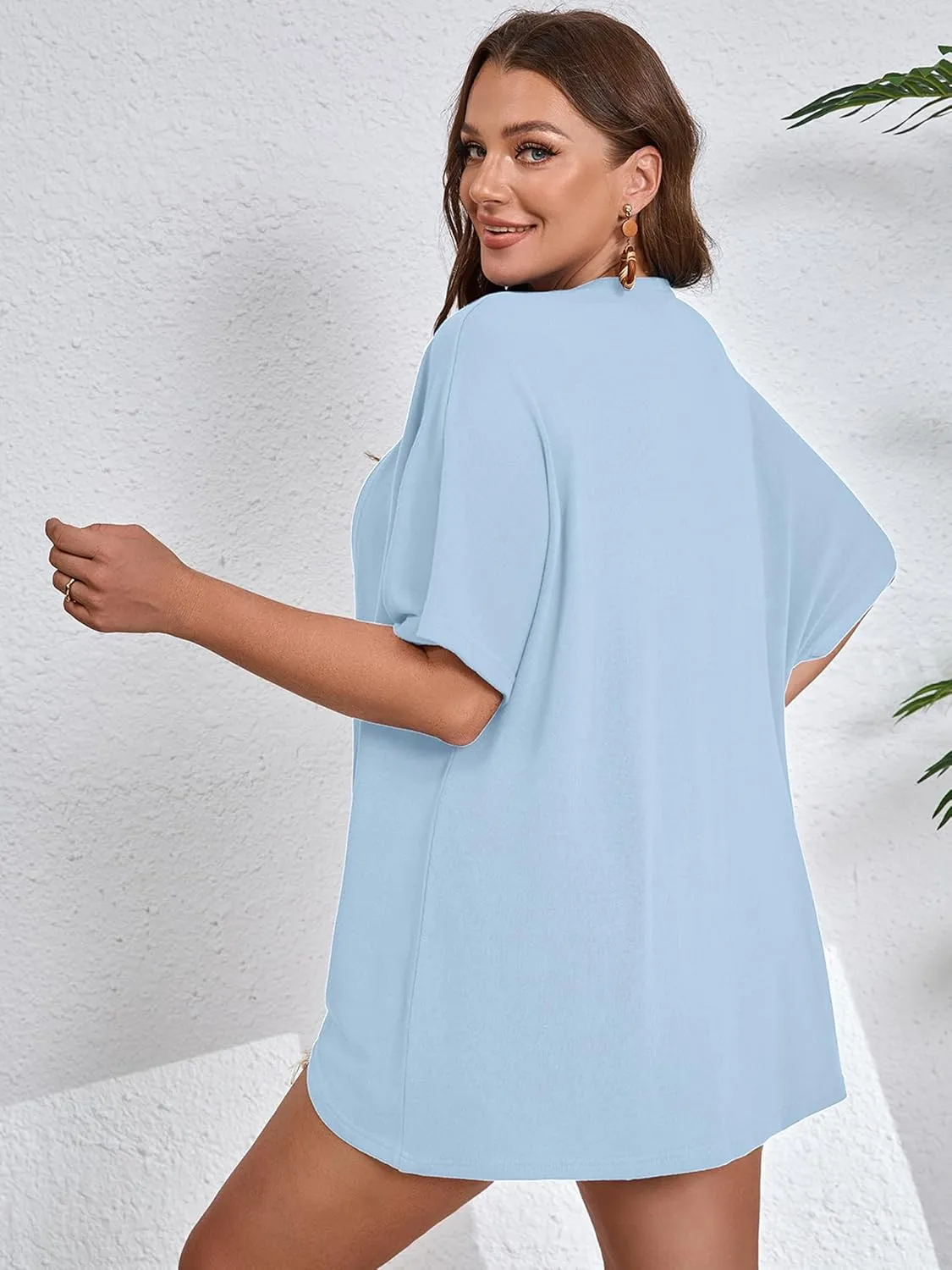 AusLook Women's Plus Size Short Sleeve Shawls and Wraps Lightweight Open Front Cardigan Cover Ups Shrugs Kimono Jacket Coat