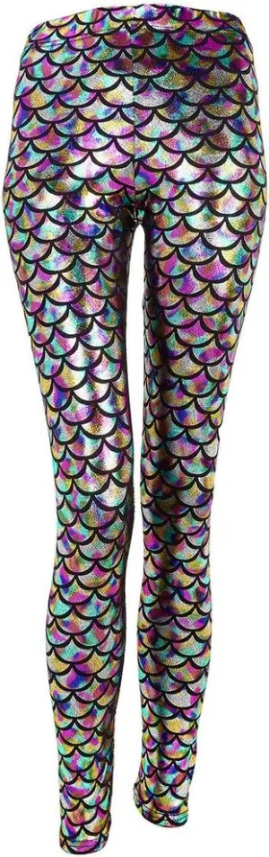 Ayliss Women High Waisted Tight Mermaid Fish Scale Printed Leggings Stretch Tight Stretchy Leggings Pants Custome Party