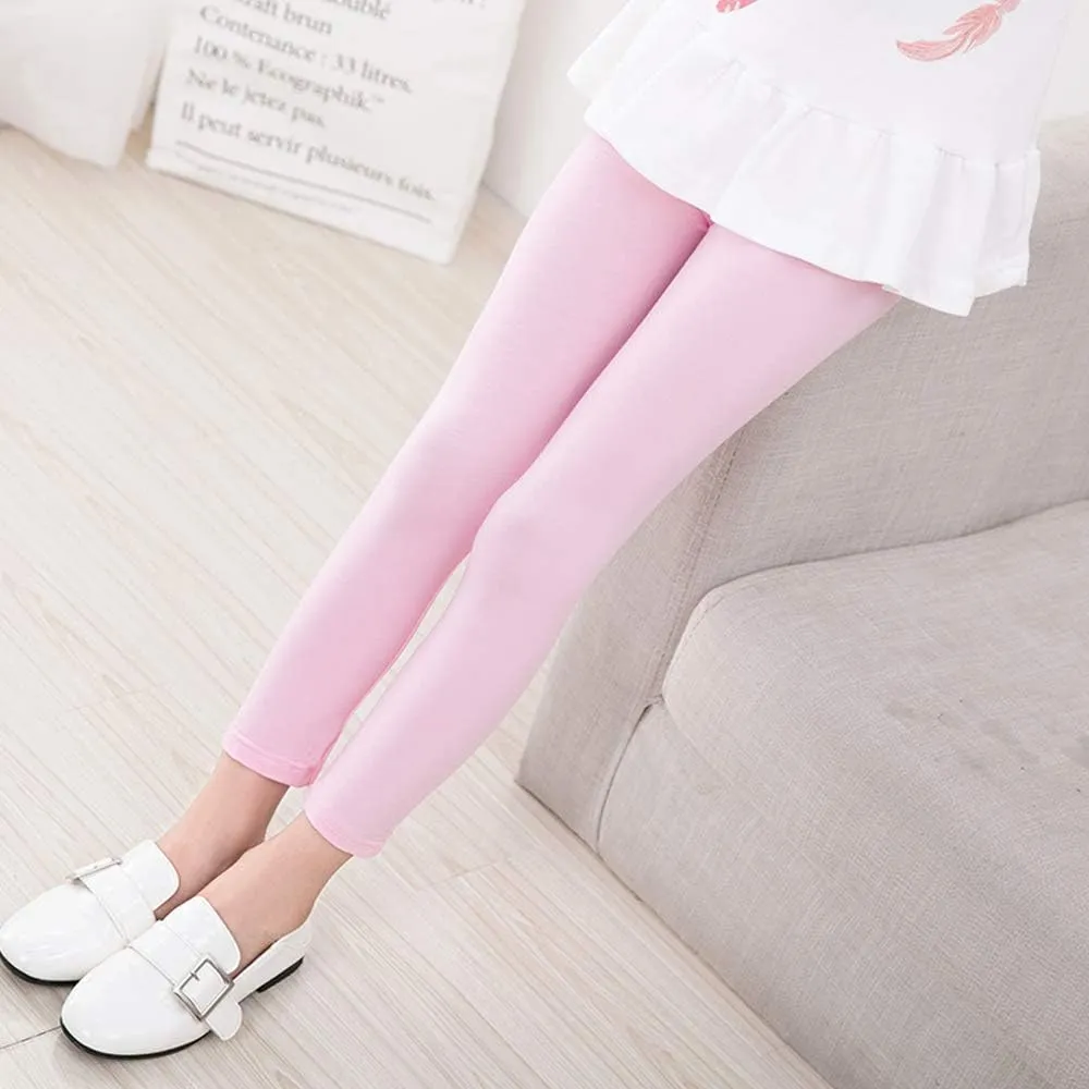 Baby Girls' 4-Pack Leggings Cotton Basic Legging for Kids Fitting Long Pant Girls Leggings Toddler Active Leggings