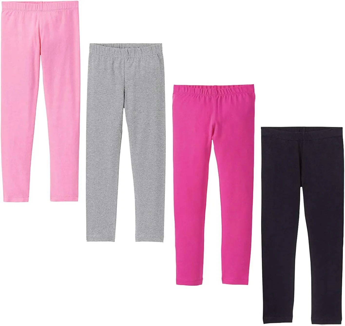 Baby Girls' 4-Pack Leggings Cotton Basic Legging for Kids Fitting Long Pant Girls Leggings Toddler Active Leggings