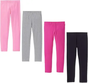 Baby Girls' 4-Pack Leggings Cotton Basic Legging for Kids Fitting Long Pant Girls Leggings Toddler Active Leggings