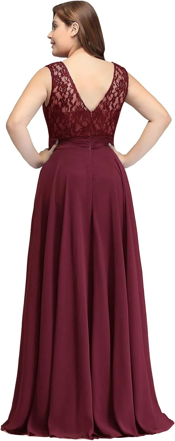 Babyonline Women Chiffon Long Mother of The Bride Dresses Plus Size Prom Dresses
