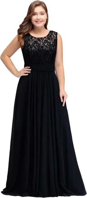 Babyonline Women Chiffon Long Mother of The Bride Dresses Plus Size Prom Dresses