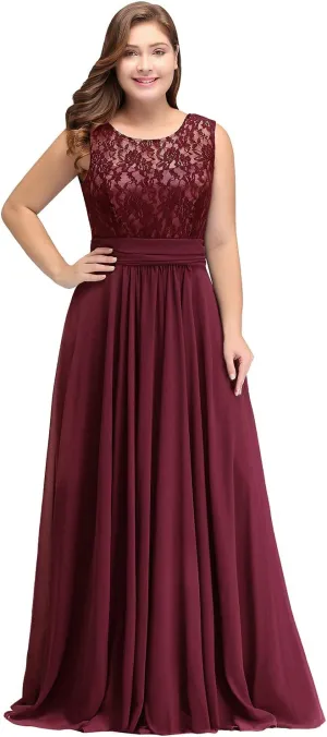 Babyonline Women Chiffon Long Mother of The Bride Dresses Plus Size Prom Dresses