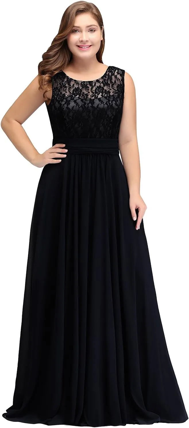 Babyonline Women Chiffon Long Mother of The Bride Dresses Plus Size Prom Dresses
